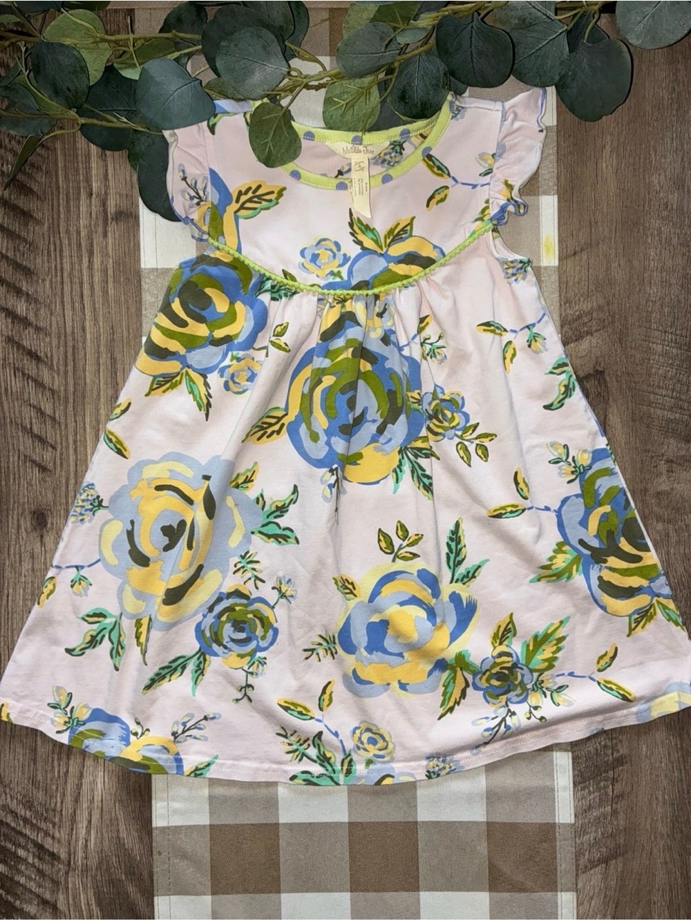 Matilda Jane Pastel Pink Dress with Blue & Yellow Floral Print